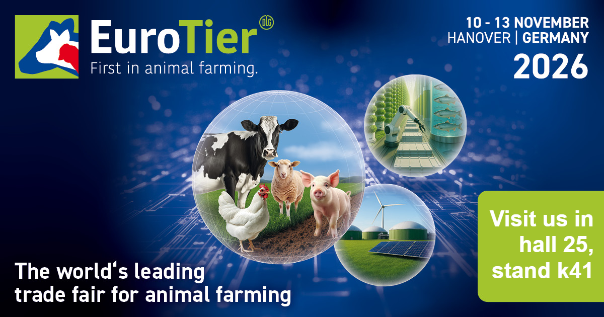 EuroTier Hannover, Almanya, 10–13 Kasım 2026. 25. Salon, K41 numaralı standımızı ziyaret edin.
